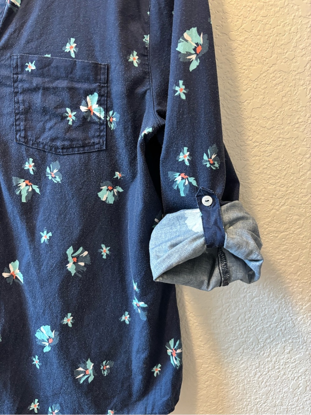 Carve Designs Navy Floral Button-Up Top